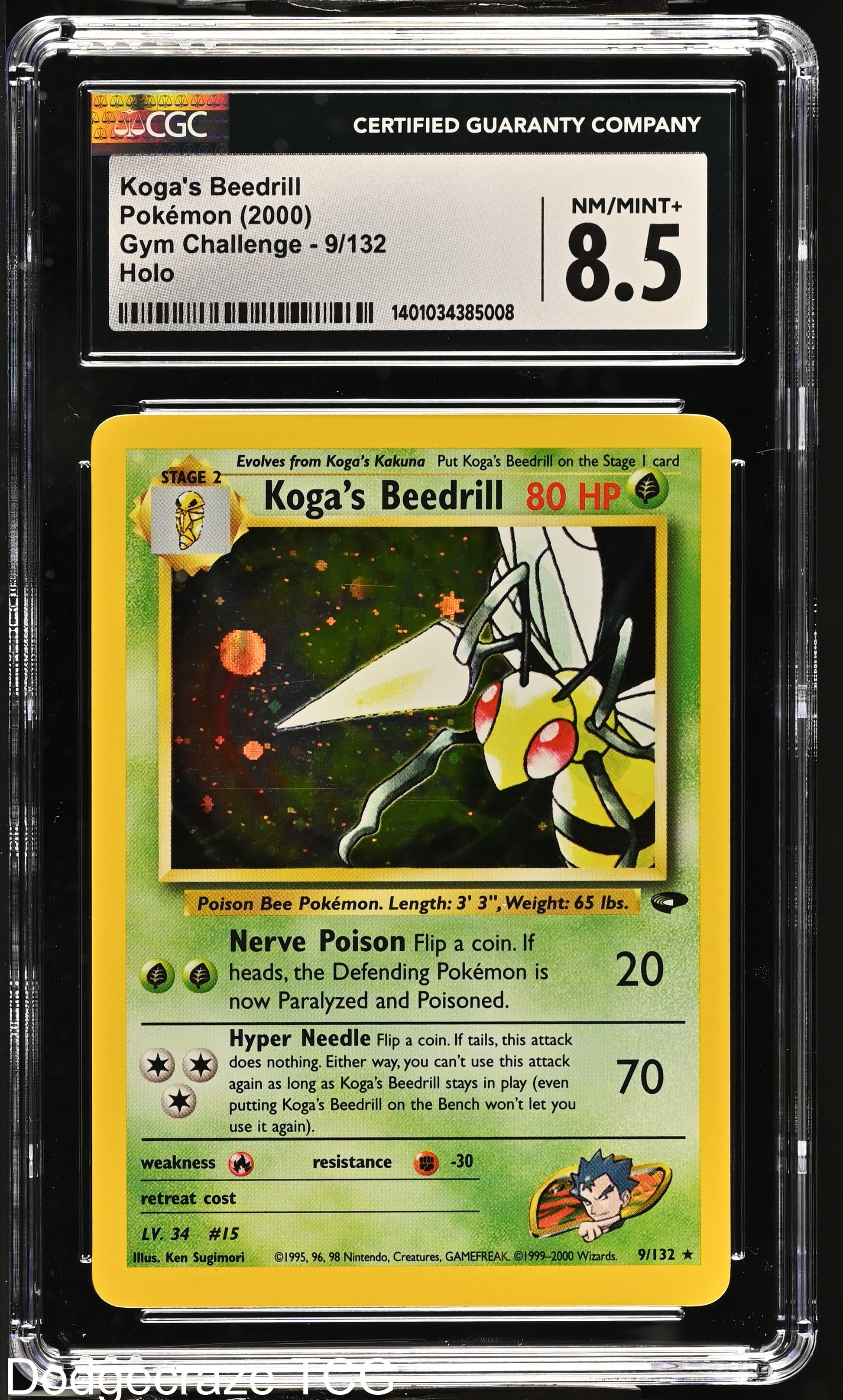 2000 Pokemon Gym Challenge Koga's Beedrill Holo 9/132 CGC 8.5