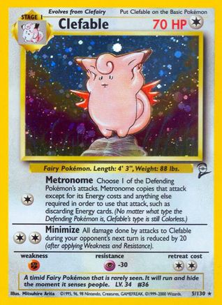 Clefable 005/130  - Holofoil Base Set 2 - Holo Rare