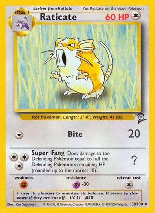 Raticate 058/130  Base Set 2 - Uncommon