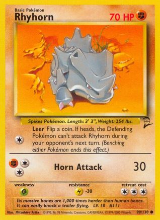 Rhyhorn 090/130  Base Set 2 - Common
