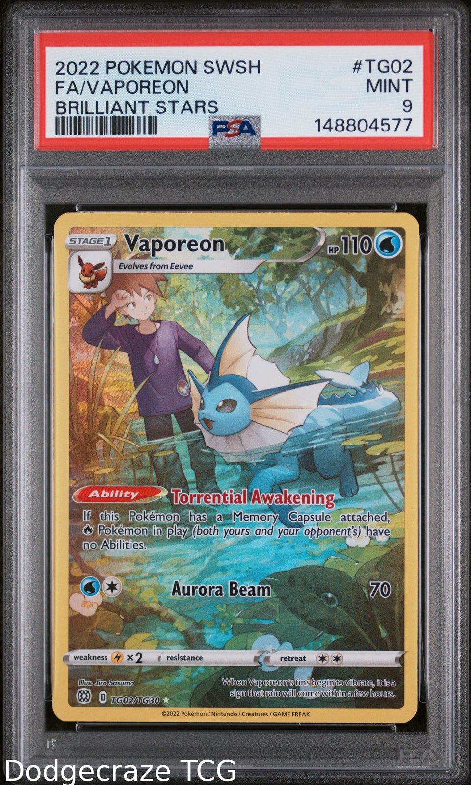 2022 Pokemon Brilliant Stars Vaporeon TG02 PSA 9
