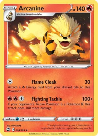 Arcanine 020/195  SWSH12 Silver Tempest - Rare