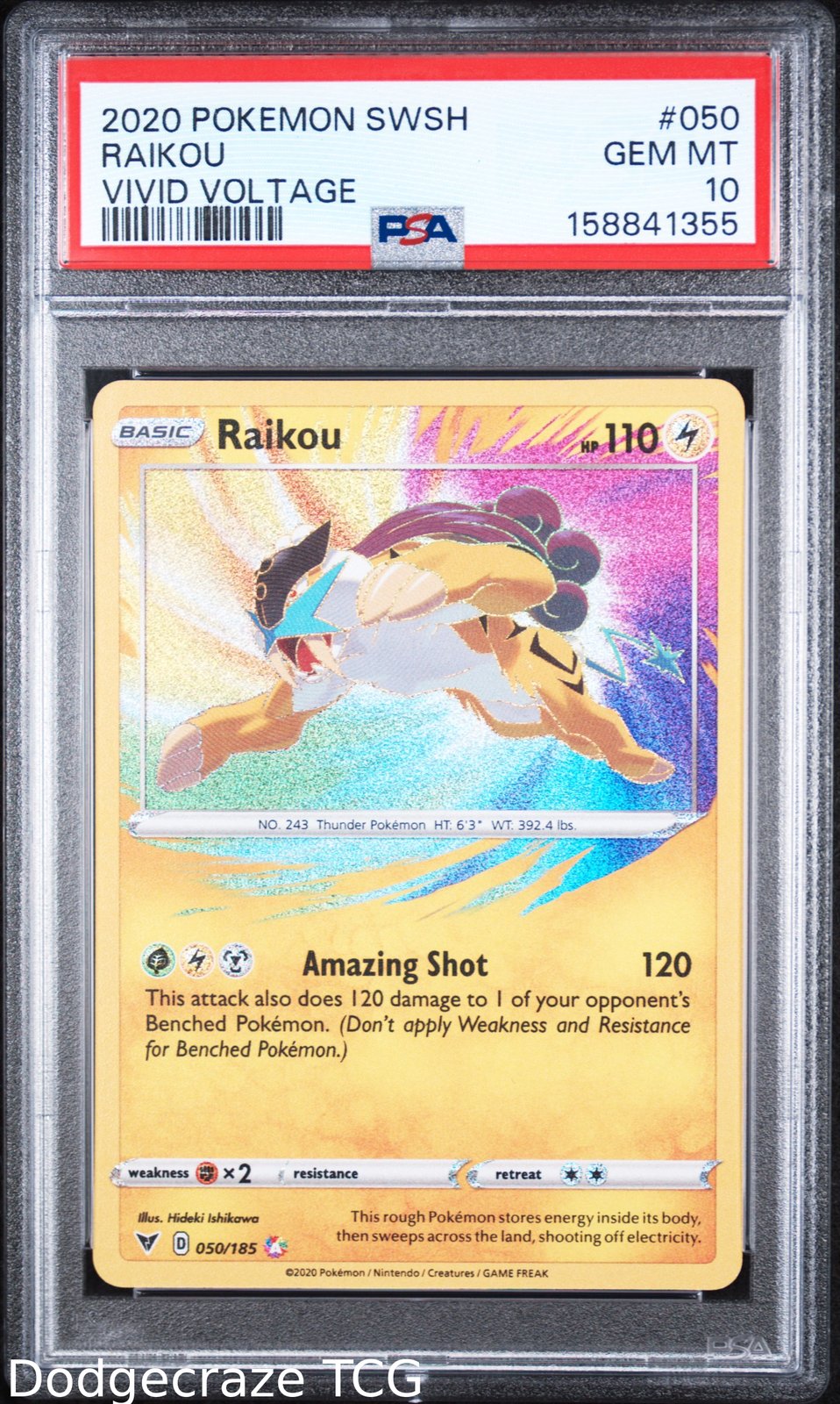2020 Pokemon Vivid Voltage Raikou 050/185 PSA 10