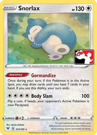 Snorlax 131/185  Prize Pack Series Cards - Rare