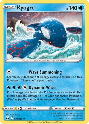 Kyogre 036/159  - Reverse Holofoil Crown Zenith - Holo Rare