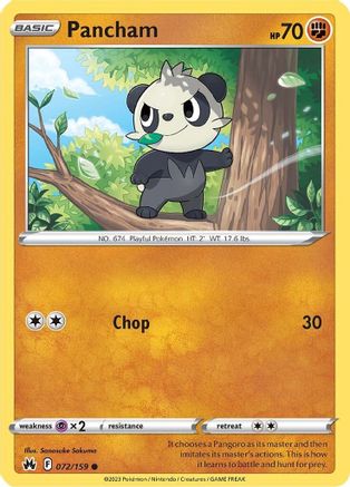 Pancham 072/159  - Reverse Holofoil Crown Zenith - Common