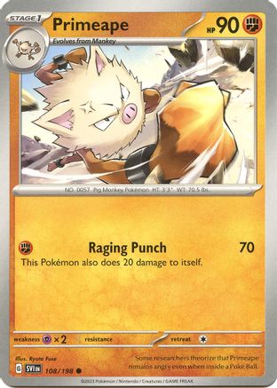 Primeape 108/198  SV01 Scarlet & Violet Base Set - Common
