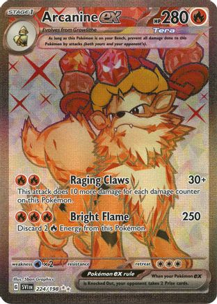 Arcanine ex 224/198  - Holofoil SV01 Scarlet & Violet Base Set - Ultra Rare