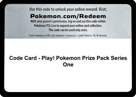 Code Card  Prize Pack Series Cards - Code Card