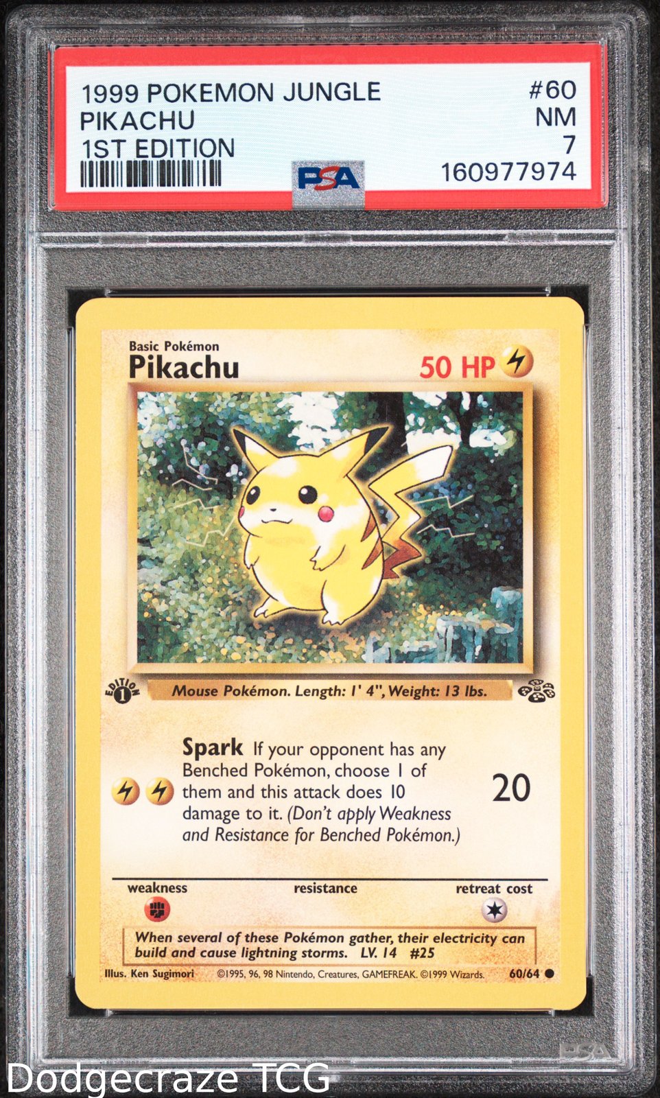 1999 Pokemon Jungle Pikachu 1st Edition 60/64 PSA 7