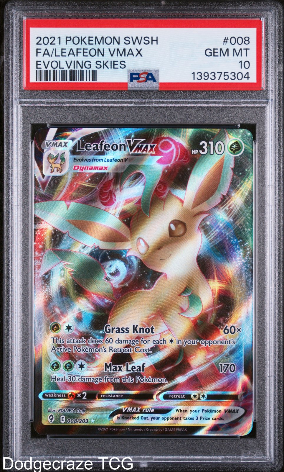 Leafeon Vmax 008/203 Evolving Skies Pokemon PSA 10