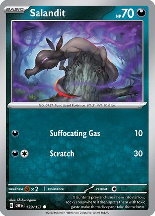 Salandit 139/197  - Reverse Holofoil SV03 Obsidian Flames - Common