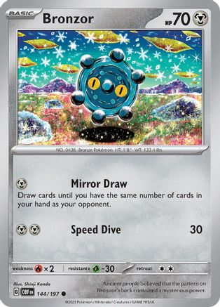 Bronzor 144/197  SV03 Obsidian Flames - Common