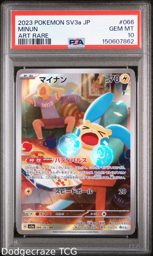 2023 Pokemon Sv3a-Raging Surf Minun Art Rare 066/062 PSA 10