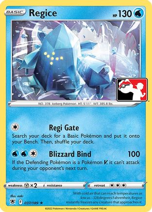 Regice 037/189  Prize Pack Series Cards - Rare