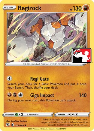 Regirock 075/189  Prize Pack Series Cards - Rare