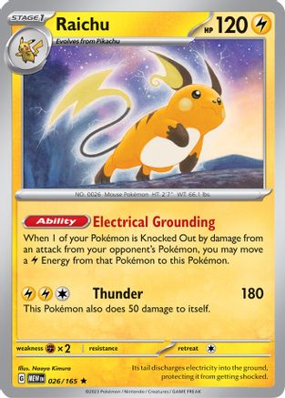Raichu 026/165  - Holofoil SV Scarlet & Violet 151 - Rare