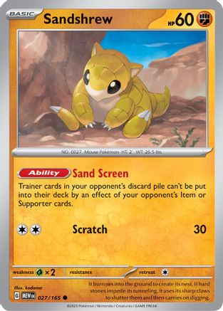 Sandshrew 027/165  SV Scarlet & Violet 151 - Common