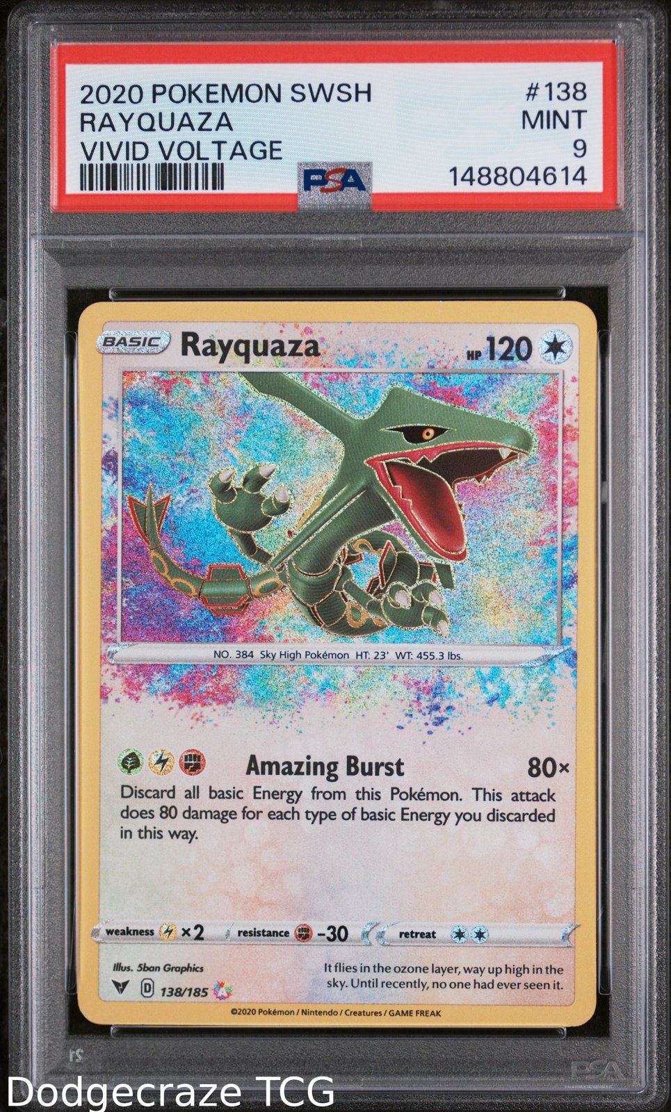 2020 Pokemon Vivid Voltage Rayquaza 138/185 PSA 9