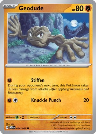 Geodude 074/165  - Reverse Holofoil SV Scarlet & Violet 151 - Common