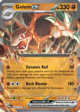 Golem ex 076/165  - Holofoil SV Scarlet & Violet 151 - Double Rare