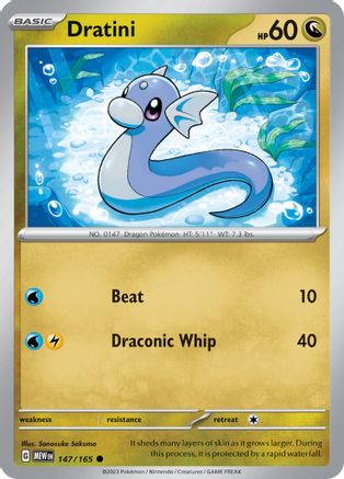 Dratini 147/165  - Reverse Holofoil SV Scarlet & Violet 151 - Common