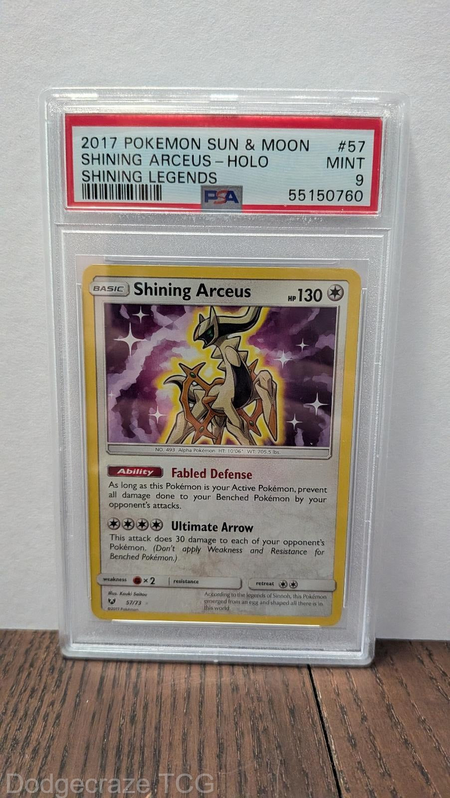 2017 Pokemon Shining Legends Shining Arceus Holo 57/73 PSA 9