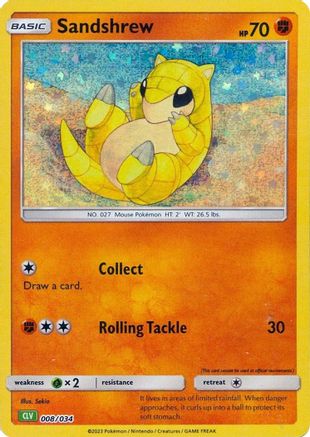 Sandshrew 008/034  - Holofoil Trading Card Game Classic - Classic Collection