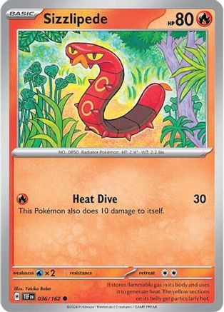 Sizzlipede 036/162  - Reverse Holofoil SV05 Temporal Forces - Common
