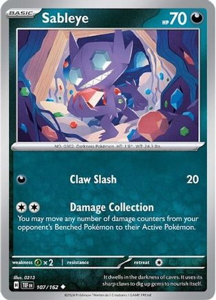Sableye 107/162  - Reverse Holofoil SV05 Temporal Forces - Uncommon