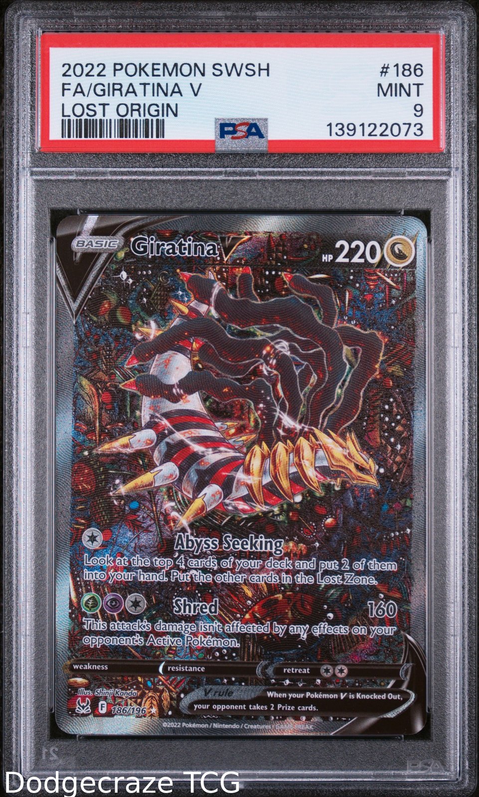 2022 Pokemon Lost Origin Giratina V 186/196 PSA 9