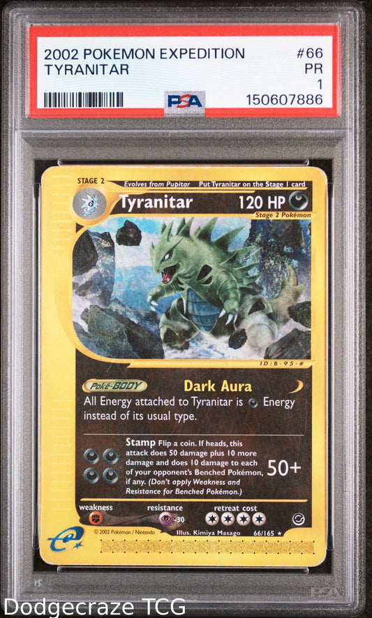 2002 Pokemon Expedition Tyranitar 66/165 PSA 1