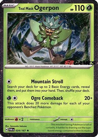 Teal Mask Ogerpon (Cosmos Holo) (EB Games Exclusive) 024  - Holofoil Miscellaneous Cards & Products - Rare