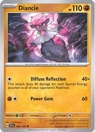Diancie 086/142  - Reverse Holofoil SV07 Stellar Crown - Uncommon