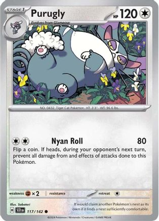 Purugly 117/142  - Reverse Holofoil SV07 Stellar Crown - Common