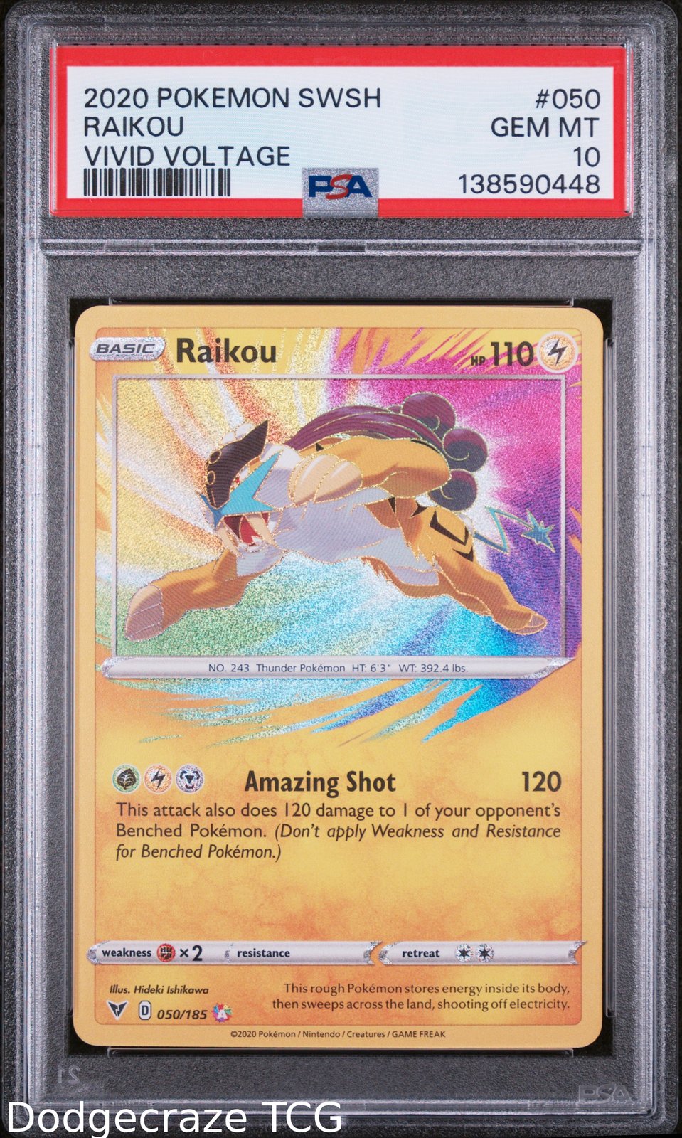 2020 Pokemon Vivid Voltage Raikou 050/185 PSA 10