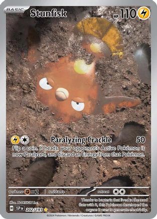 Stunfisk 202/191  - Holofoil SV08 Surging Sparks - Illustration Rare