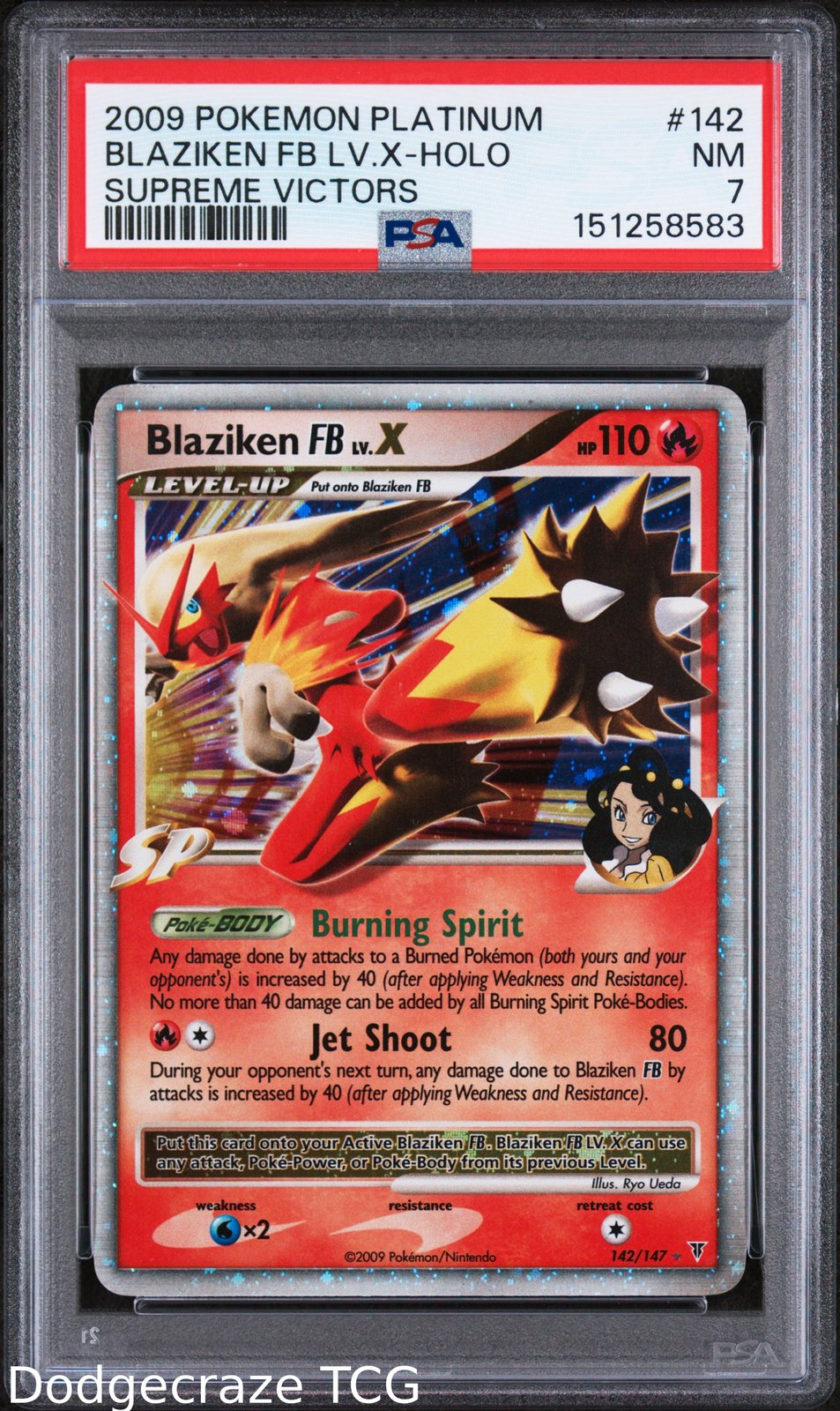 2009 Pokemon Supreme Victors Blaziken FB LV.X Holo 142/147 PSA 7