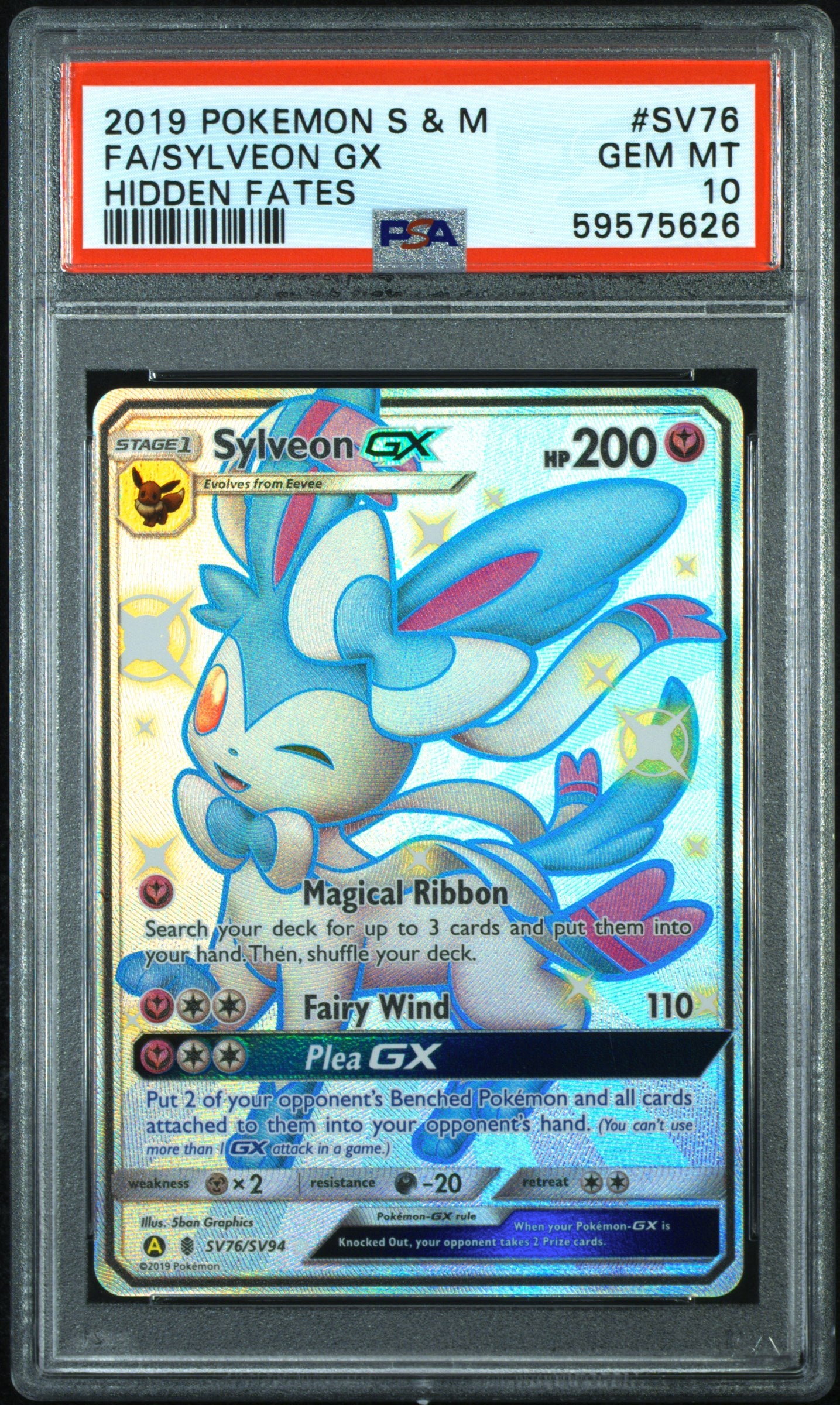 2019 Pokemon S & M - Hidden Fates Sylveon GX #SV76 PSA 10
