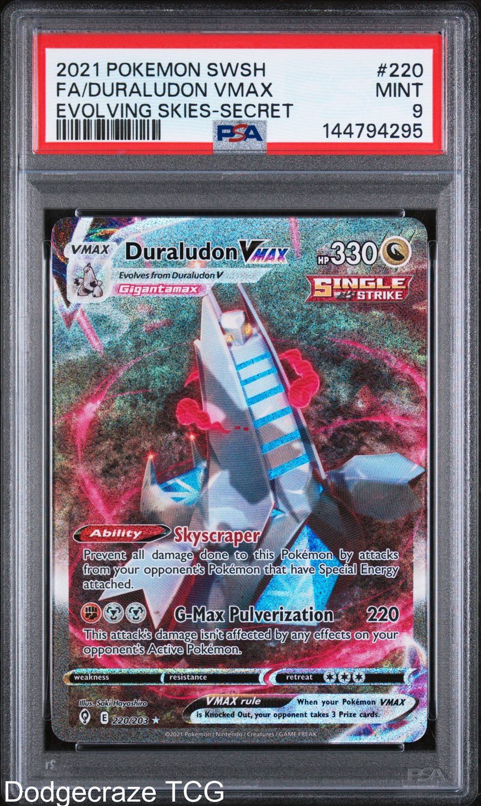 2021 Pokemon Evolving Skies Duraludon Vmax Secret 220/203 PSA 9