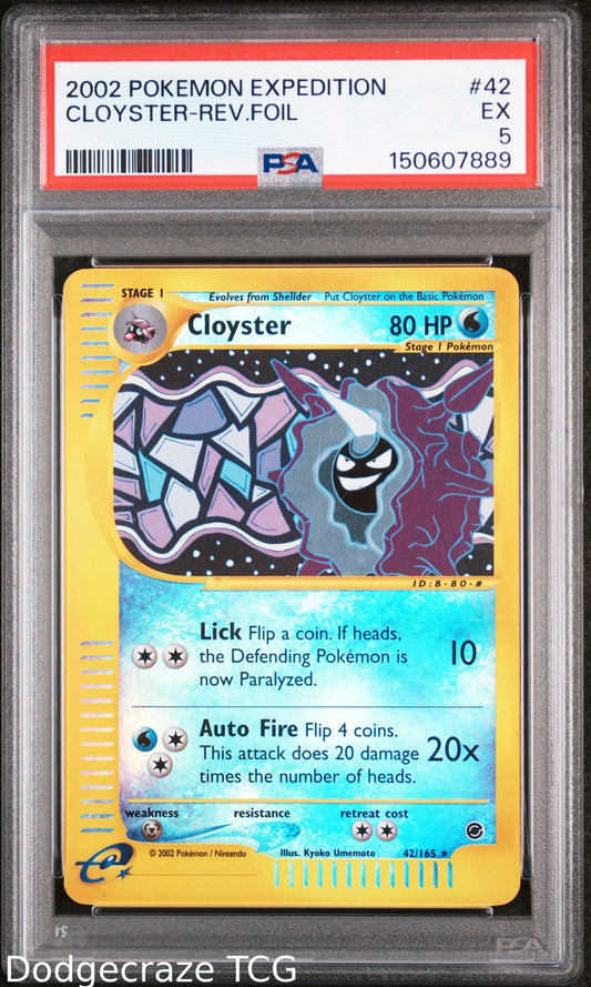 2002 Pokemon Expedition Cloyster Reverse Holo 42/165 PSA 5