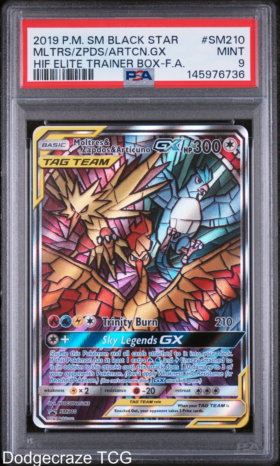 2019 Pokemon Moltres & Zapdos & Articuno Gx Hidden Fates ETB SM210/68 PSA 9