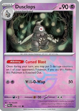 Dusclops (Poke Ball Pattern) 036/131  - Holofoil SV Prismatic Evolutions - Common
