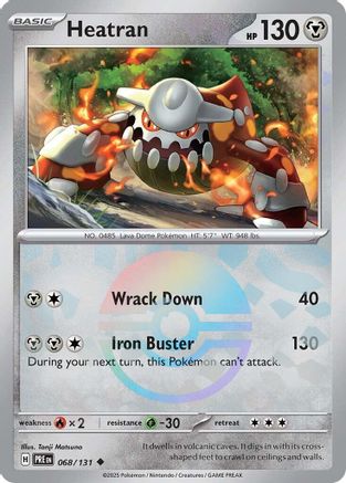 Heatran (Poke Ball Pattern) 068/131  - Holofoil SV Prismatic Evolutions - Uncommon