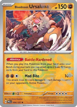 Bloodmoon Ursaluna (Master Ball Pattern) 054/131  - Holofoil SV Prismatic Evolutions - Rare
