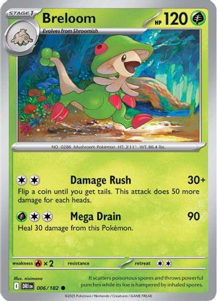 Breloom 006/182  - Reverse Holofoil SV10 Destined Rivals - Common