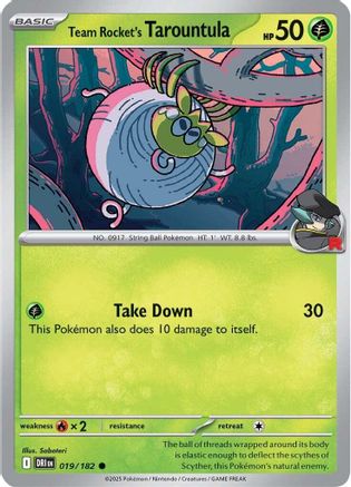 Team Rocket's Tarountula 019/182  - Reverse Holofoil SV10 Destined Rivals - Common