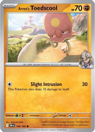 Arven's Toedscool 109/182  - Reverse Holofoil SV10 Destined Rivals - Common