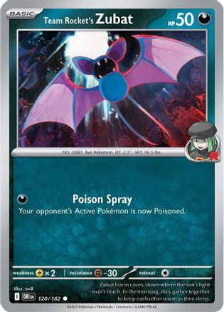 Team Rocket's Zubat 120/182  - Reverse Holofoil SV10 Destined Rivals - Common