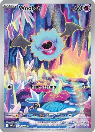 Woobat 119/086  - Holofoil SV White Flare - Illustration Rare